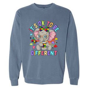 Elephant Autism Awareness ItS Ok To Be Different Garment-Dyed Sweatshirt