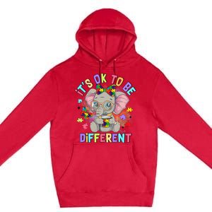 Elephant Autism Awareness ItS Ok To Be Different Premium Pullover Hoodie