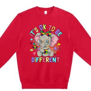 Elephant Autism Awareness ItS Ok To Be Different Premium Crewneck Sweatshirt