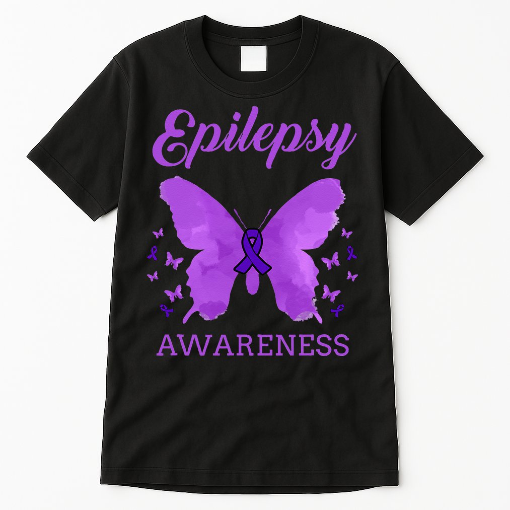 Epilepsy Awareness Butterfly Epilepsy Warrior Tall T-Shirt