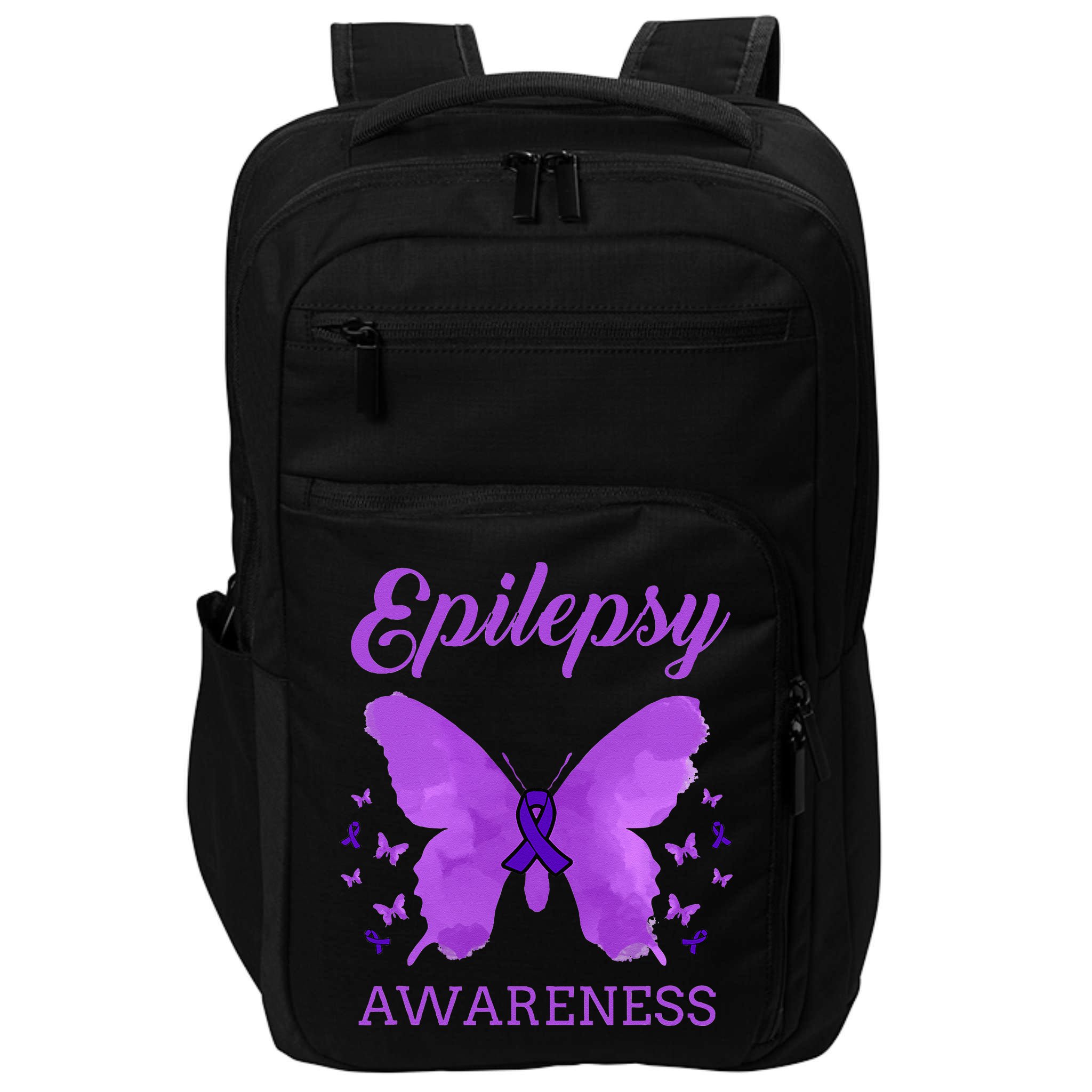 Epilepsy Awareness Butterfly Epilepsy Warrior Impact Tech Backpack