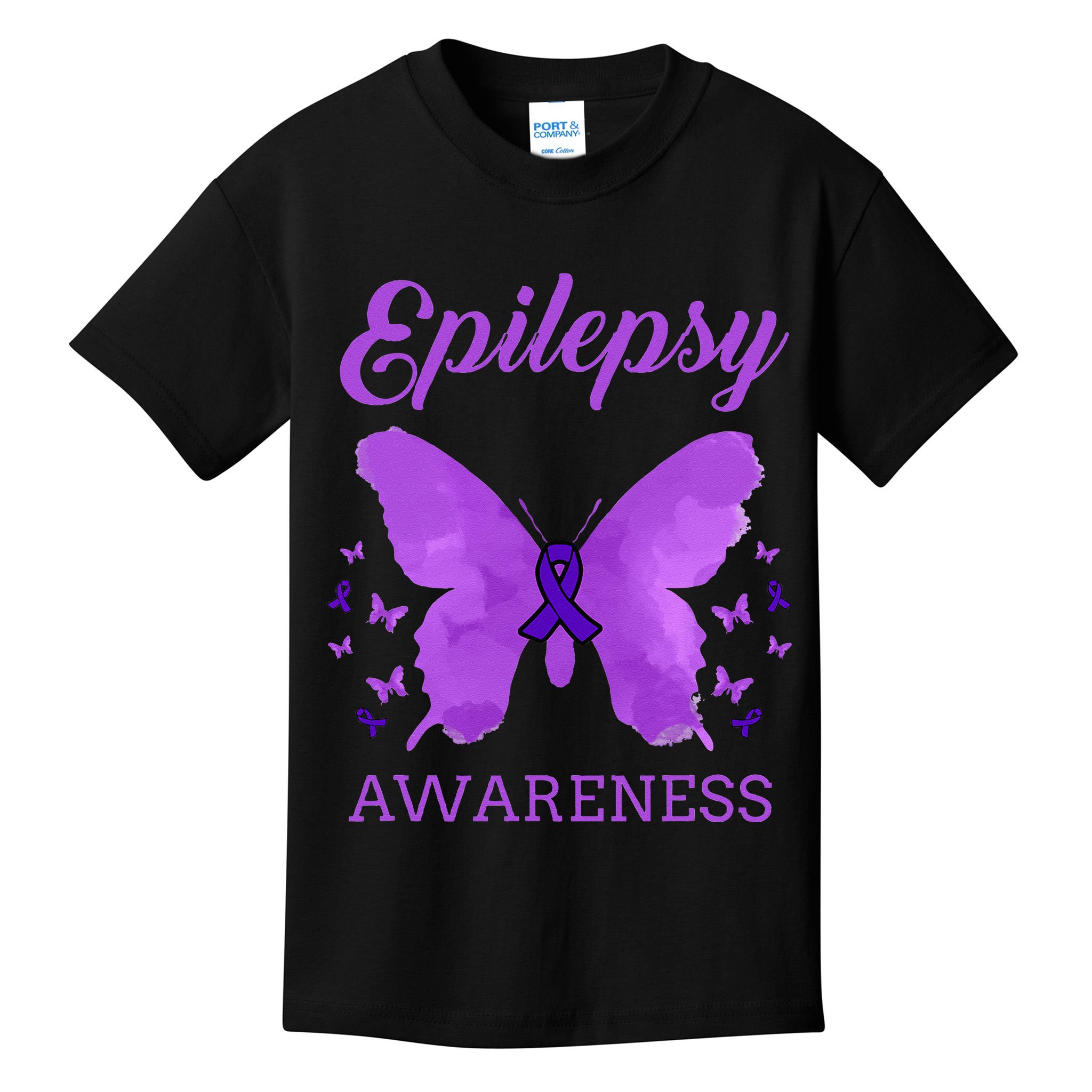 Epilepsy Awareness Butterfly Epilepsy Warrior Kids T-Shirt