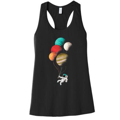 EDM Astronaut Balloon Design Dance Rave Music Festival Women's Racerback Tank