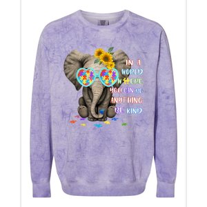 Elephant Autism Be Kind Autism Awareness Colorblast Crewneck Sweatshirt