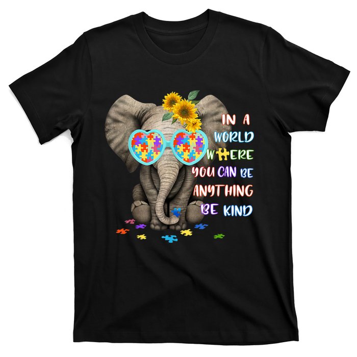 Elephant Autism Be Kind Autism Awareness T-Shirt