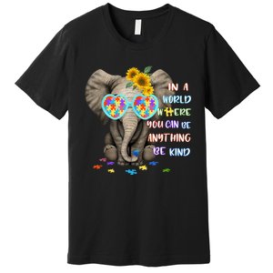 Elephant Autism Be Kind Autism Awareness Premium T-Shirt