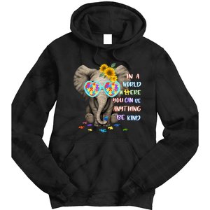 Elephant Autism Be Kind Autism Awareness Tie Dye Hoodie