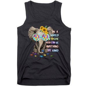 Elephant Autism Be Kind Autism Awareness Tank Top