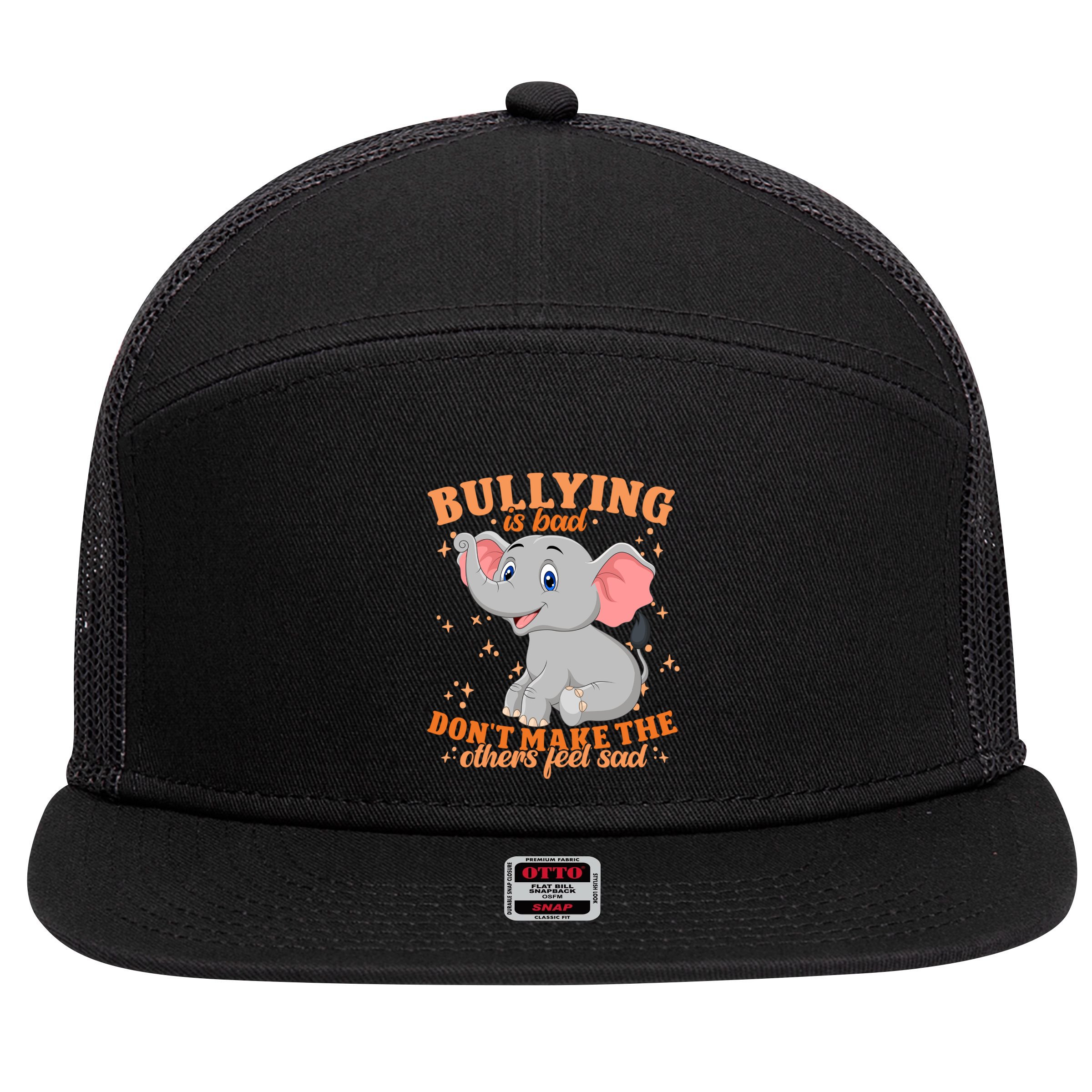 Elephant Anti Bullying Awareness Month 7 Panel Mesh Trucker Snapback Hat