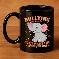 Elephant Anti Bullying Awareness Month 11oz C Handle Ceramic Mug