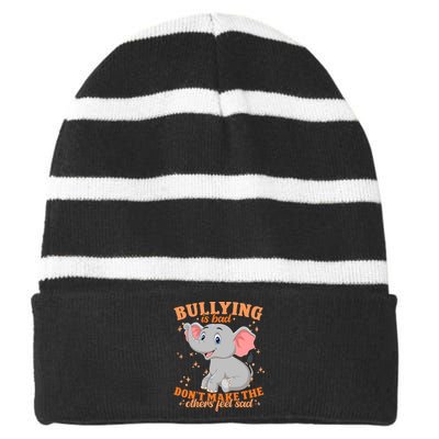 Elephant Anti Bullying Awareness Month Striped Beanie with Solid Band