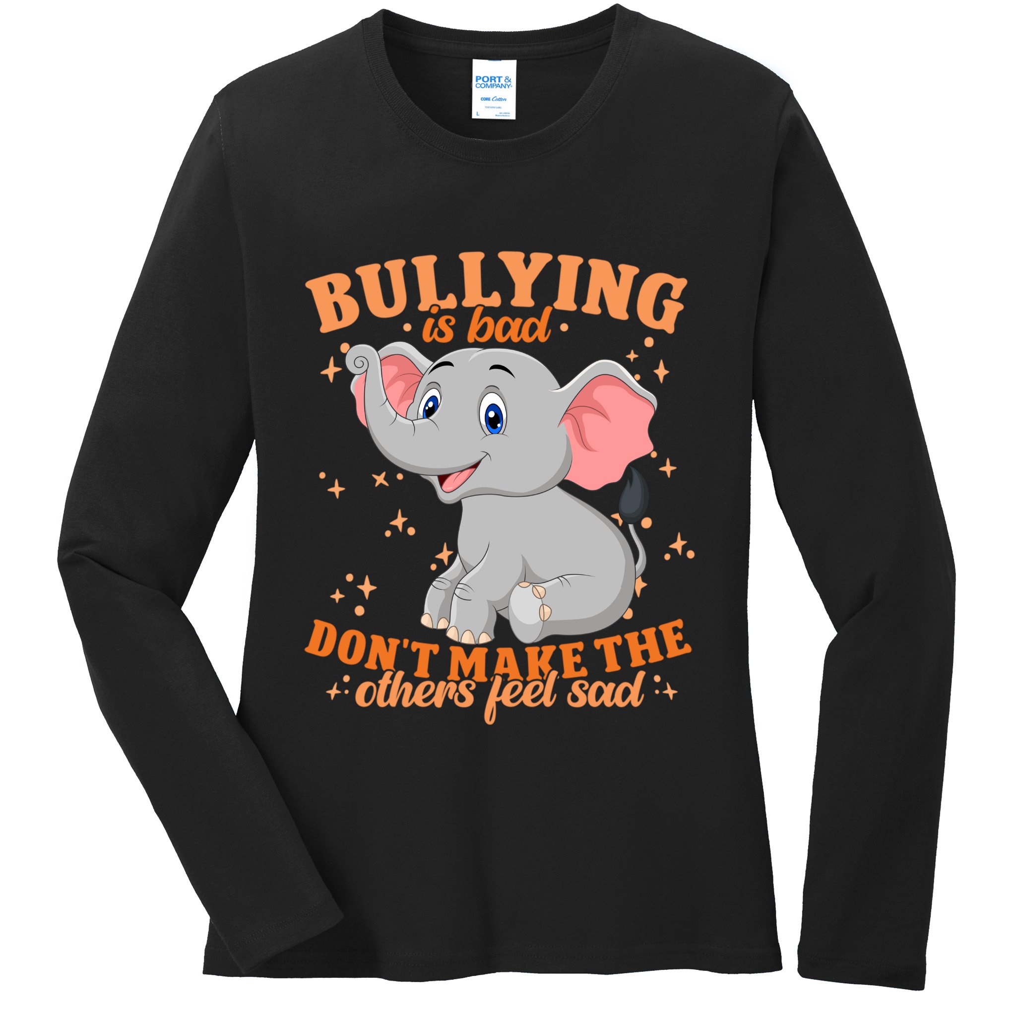 Elephant Anti Bullying Awareness Month Ladies Long Sleeve Shirt