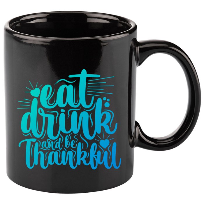 Eat And Be Thankful Funny Saying Gift 11oz C Handle Ceramic Mug