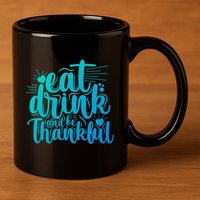 Eat And Be Thankful Funny Saying Gift 11oz C Handle Ceramic Mug