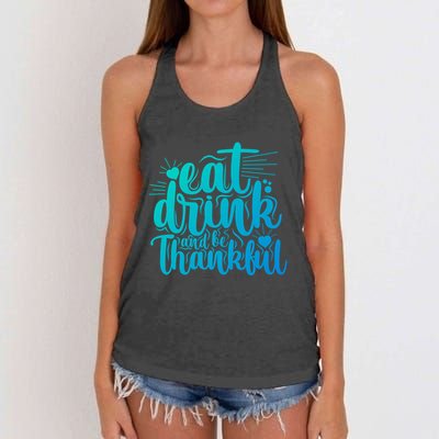 Eat And Be Thankful Funny Saying Gift Women's Knotted Racerback Tank