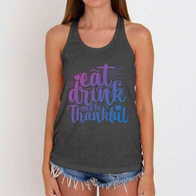 Eat And Be Thankful Funny Saying Gift Women's Knotted Racerback Tank