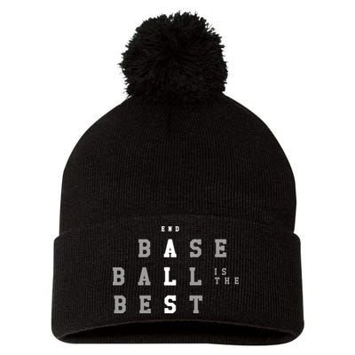 End ALS Baseball Is The Best Baseball Lover Baseball Team Pom Pom 12in Knit Beanie