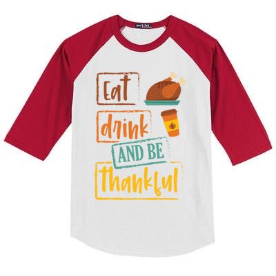 Eat And Be Thankful Gift Thanksgiving Gift For Adults Gift Kids Colorblock Raglan Jersey