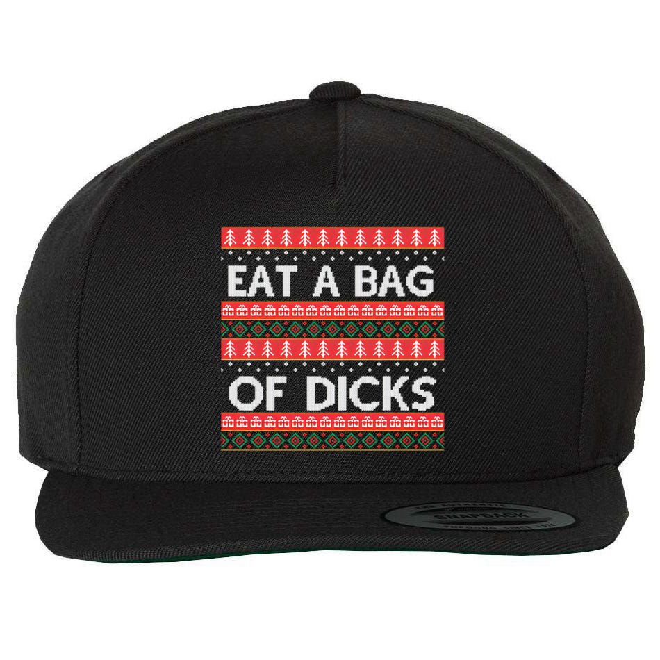 Eat A Bag Of Dicks Ugly Christmas1 Wool Snapback Cap