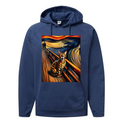 Expressionist Artsy Bengal Cat Artistic Bengal Cat Performance Fleece Hoodie