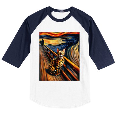 Expressionist Artsy Bengal Cat Artistic Bengal Cat Baseball Sleeve Shirt