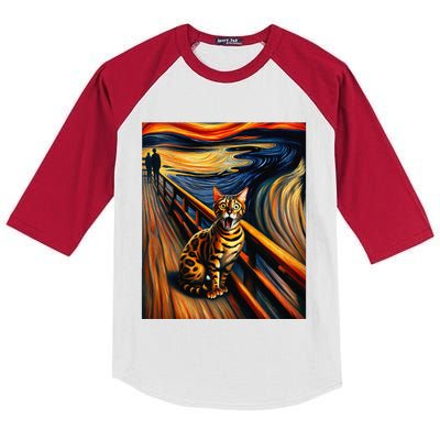 Expressionist Artsy Bengal Cat Artistic Bengal Cat Kids Colorblock Raglan Jersey