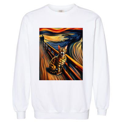 Expressionist Artsy Bengal Cat Artistic Bengal Cat Garment-Dyed Sweatshirt