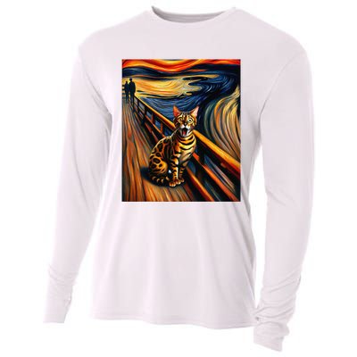 Expressionist Artsy Bengal Cat Artistic Bengal Cat Cooling Performance Long Sleeve Crew