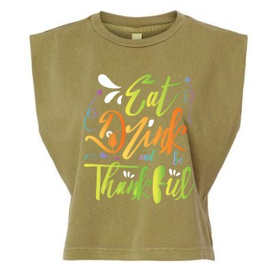 Eat And Be Thankful Funny Thanksgiving And Season Gift Garment-Dyed Women's Muscle Tee