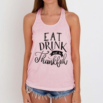 Eat And Be Thankful Cool Thanksgiving Turkey Grateful Cool Gift Women's Knotted Racerback Tank