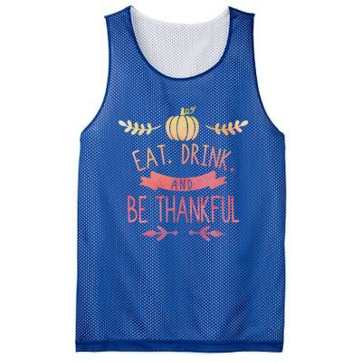 Eat And Be Thankful Fall Autumn Thanksgiving Holiday Cute Gift Mesh Reversible Basketball Jersey Tank