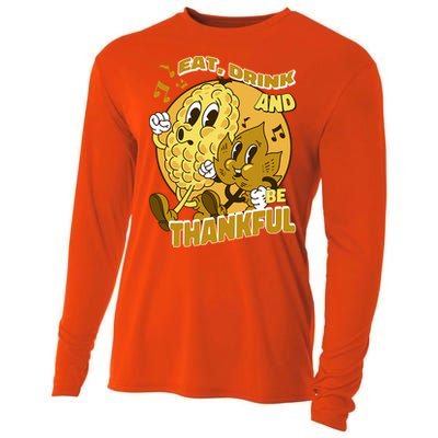 Eat And Be Thankful Season Thanksgiving Gift Cooling Performance Long Sleeve Crew