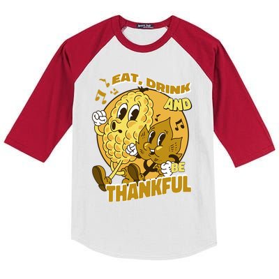 Eat And Be Thankful Season Thanksgiving Gift Kids Colorblock Raglan Jersey