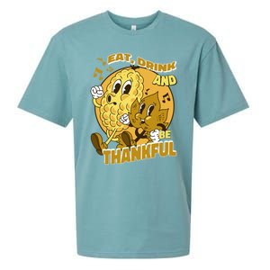 Eat And Be Thankful Season Thanksgiving Gift Sueded Cloud Jersey T-Shirt