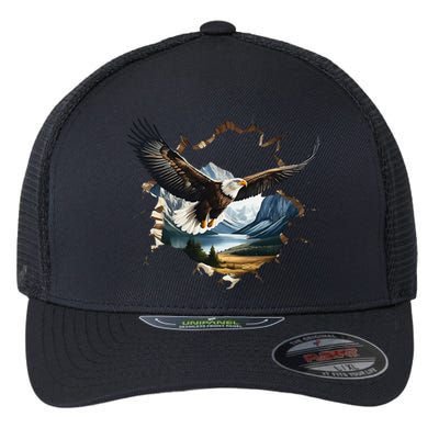 Elegant American Bald Eagle In Flight Photo Portrait Flexfit Unipanel Trucker Cap