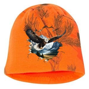 Elegant American Bald Eagle In Flight Photo Portrait Kati - Camo Knit Beanie