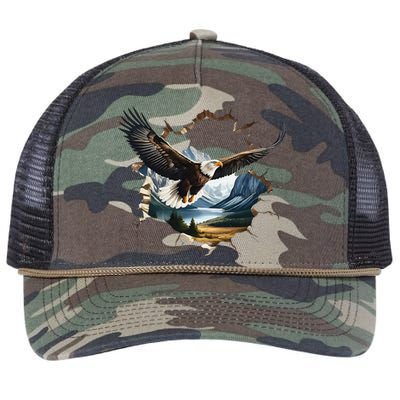 Elegant American Bald Eagle In Flight Photo Portrait Retro Rope Trucker Hat Cap