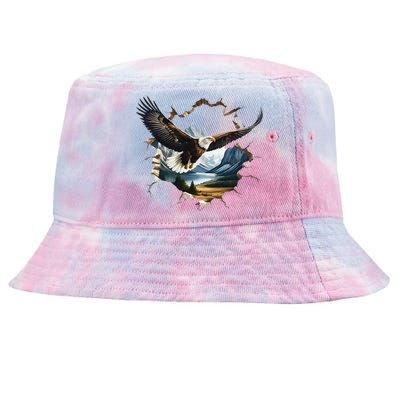 Elegant American Bald Eagle In Flight Photo Portrait Tie-Dyed Bucket Hat