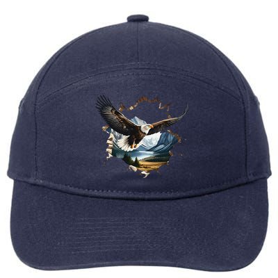 Elegant American Bald Eagle In Flight Photo Portrait 7-Panel Snapback Hat