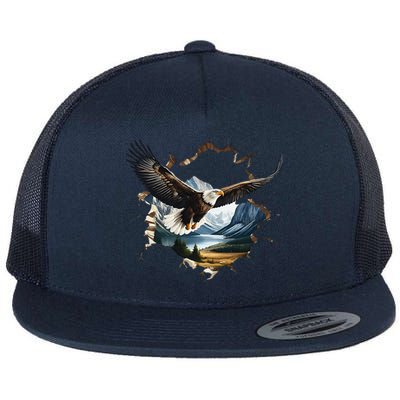 Elegant American Bald Eagle In Flight Photo Portrait Flat Bill Trucker Hat