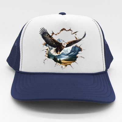 Elegant American Bald Eagle In Flight Photo Portrait Trucker Hat