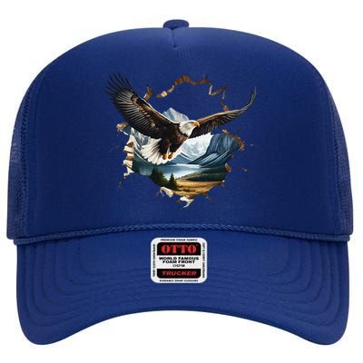 Elegant American Bald Eagle In Flight Photo Portrait High Crown Mesh Back Trucker Hat