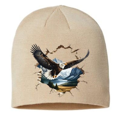 Elegant American Bald Eagle In Flight Photo Portrait Sustainable Beanie