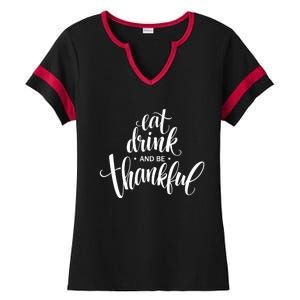 Eat And Be Thankful Thanksgiving Day Turkey Mexican Gift Ladies Halftime Notch Neck Tee