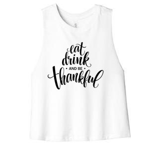 Eat And Be Thankful Thanksgiving Day Turkey Mexican Gift Women's Racerback Cropped Tank