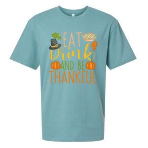 Eat And Be Thankful Thanksgiving Funny Turkey Day Gift Sueded Cloud Jersey T-Shirt