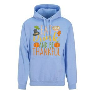 Eat And Be Thankful Thanksgiving Funny Turkey Day Gift Unisex Surf Hoodie