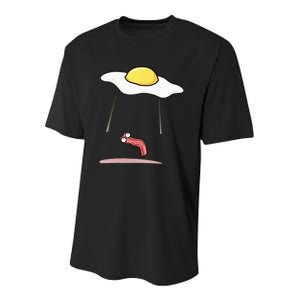 Egg Abducting Bacon Funny Alien UFO Breakfast Galaxy Food Youth Performance Sprint T-Shirt