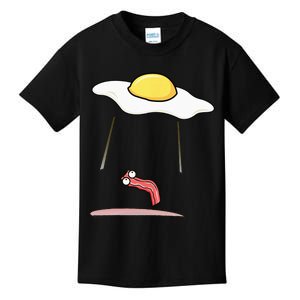 Egg Abducting Bacon Funny Alien UFO Breakfast Galaxy Food Kids T-Shirt