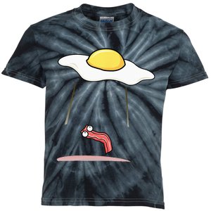 Egg Abducting Bacon Funny Alien UFO Breakfast Galaxy Food Kids Tie-Dye T-Shirt